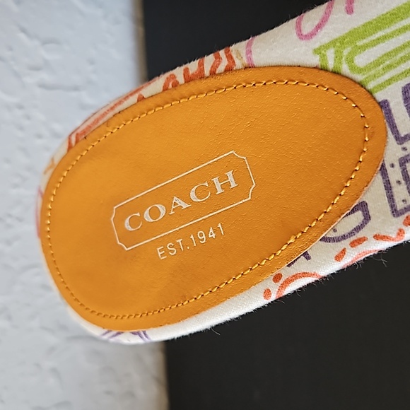 Coach Karen Graffiti Poppy Pop Cork Heels Slide Sandals, size 7.5 B - Picture 3 of 12